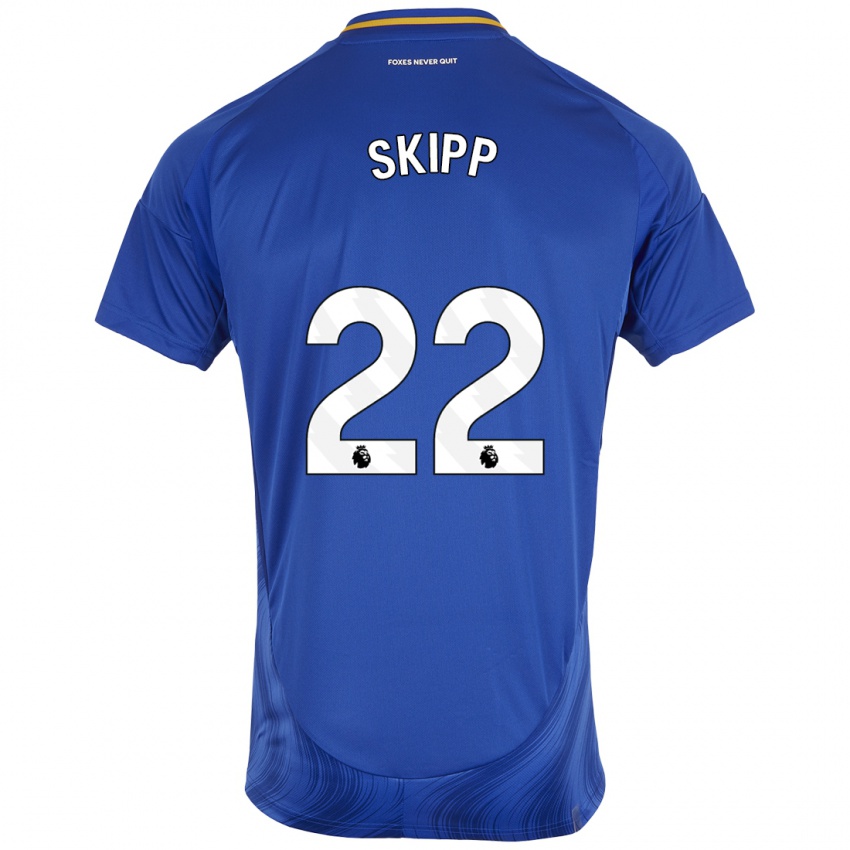 Homem Camisola Oliver Skipp #22 Azul Branco Principal 2024/25 Camisa