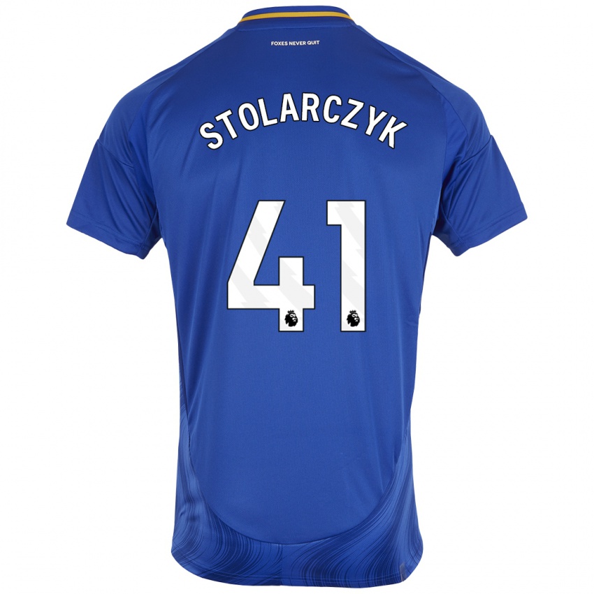 Homem Camisola Jakub Stolarczyk #41 Azul Branco Principal 2024/25 Camisa