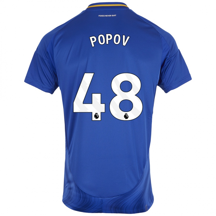 Homem Camisola Chris Popov #48 Azul Branco Principal 2024/25 Camisa