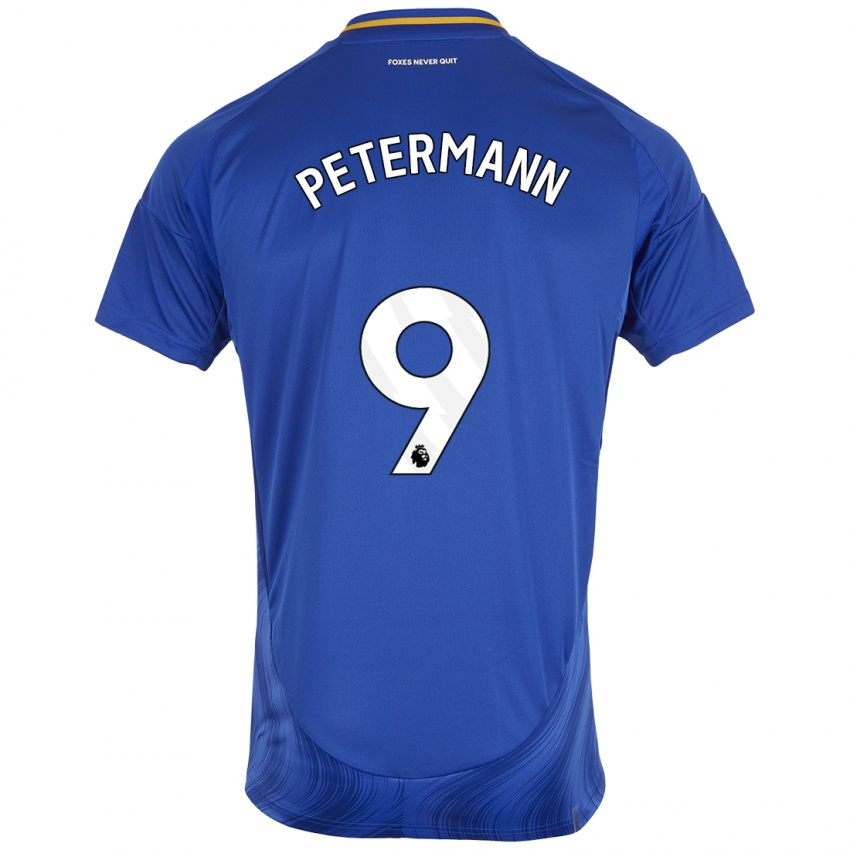 Homem Camisola Lena Petermann #9 Azul Branco Principal 2024/25 Camisa