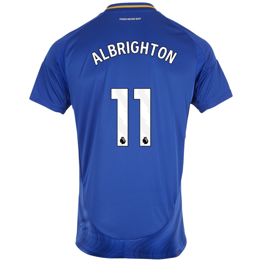 Homem Camisola Marc Albrighton #11 Azul Branco Principal 2024/25 Camisa