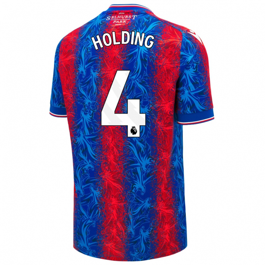 Homem Camisola Rob Holding #4 Listras Azul Vermelha Principal 2024/25 Camisa