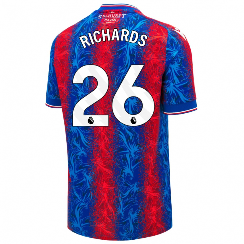 Homem Camisola Chris Richards #26 Listras Azul Vermelha Principal 2024/25 Camisa