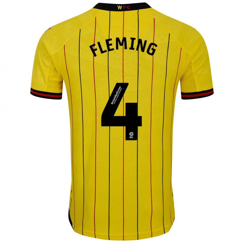 Homem Camisola Charlotte Fleming #4 Preto Amarelo Principal 2024/25 Camisa