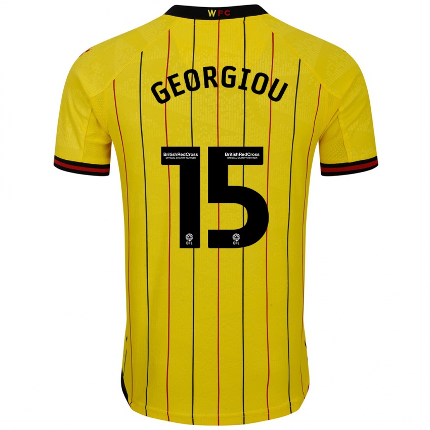 Homem Camisola Andria Georgiou #15 Preto Amarelo Principal 2024/25 Camisa