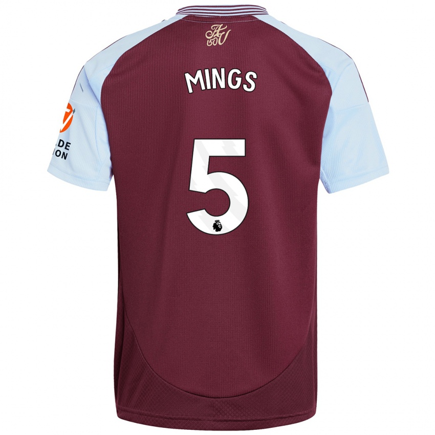 Homem Camisola Tyrone Mings #5 Crédito Borboleta Azul Principal 2024/25 Camisa