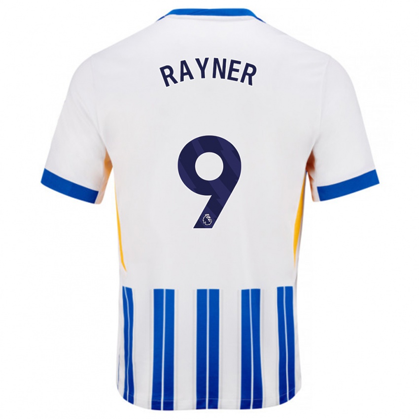 Homem Camisola Rebecca Rayner #9 Branco Azul Principal 2024/25 Camisa