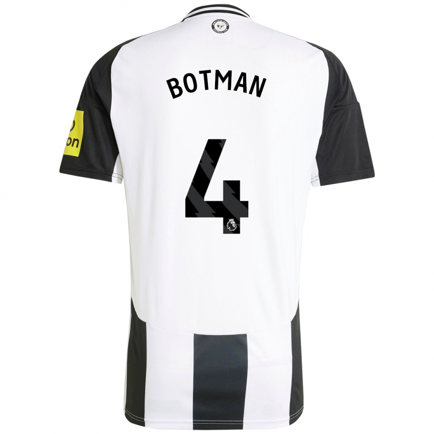 Homem Camisola Sven Botman #4 Preto Branco Principal 2024/25 Camisa