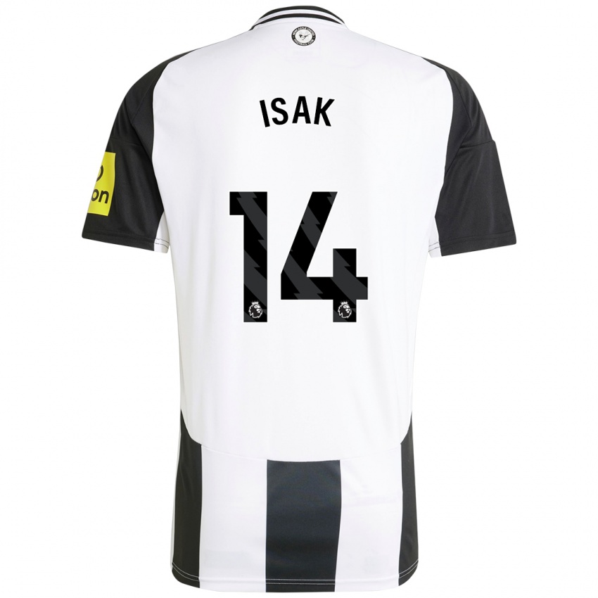 Homem Camisola Alexander Isak #14 Preto Branco Principal 2024/25 Camisa