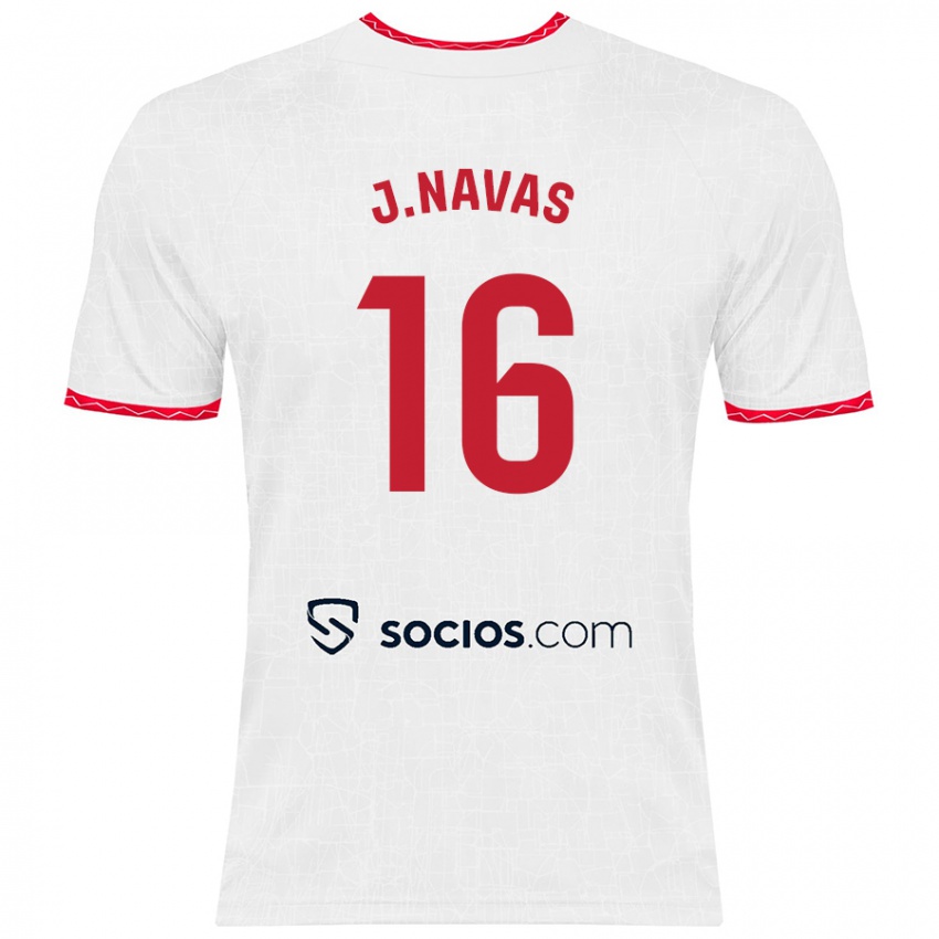 Homem Camisola Jesus Navas #16 Vermelho Branco Principal 2024/25 Camisa