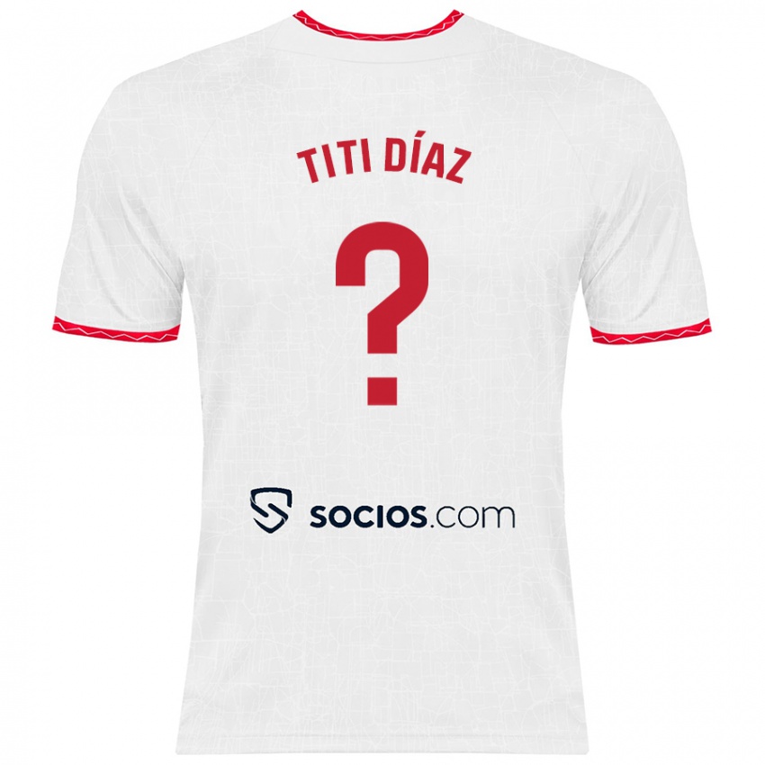 Homem Camisola Titi Díaz #0 Vermelho Branco Principal 2024/25 Camisa