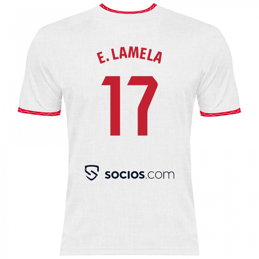 Homem Camisola Erik Lamela #17 Vermelho Branco Principal 2024/25 Camisa