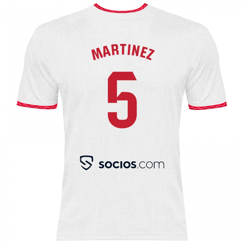 Homem Camisola Sergio Martínez #5 Vermelho Branco Principal 2024/25 Camisa