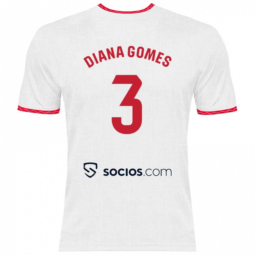 Homem Camisola Diana Catarina Ribeiro Gomes #3 Vermelho Branco Principal 2024/25 Camisa