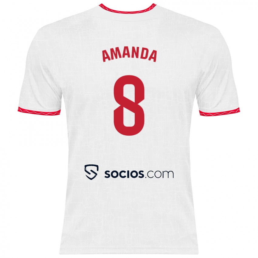 Homem Camisola Amanda Sampedro Bustos #8 Vermelho Branco Principal 2024/25 Camisa