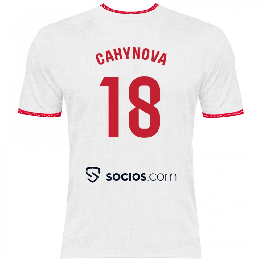 Homem Camisola Klara Cahynova #18 Vermelho Branco Principal 2024/25 Camisa