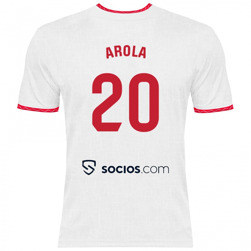 Homem Camisola Arola Aparicio Gili #20 Vermelho Branco Principal 2024/25 Camisa