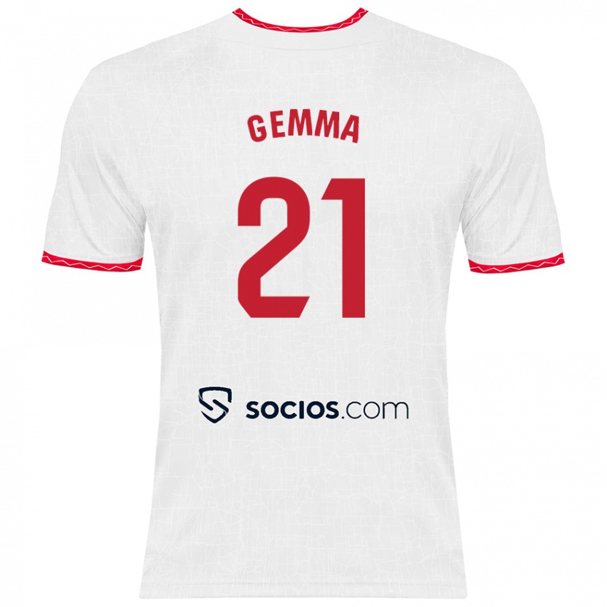 Homem Camisola Gemma Gili Giner #21 Vermelho Branco Principal 2024/25 Camisa