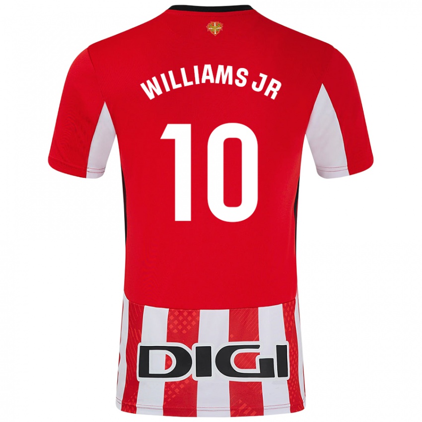 Homem Camisola Nico Williams #10 Branco Vermelho Principal 2024/25 Camisa