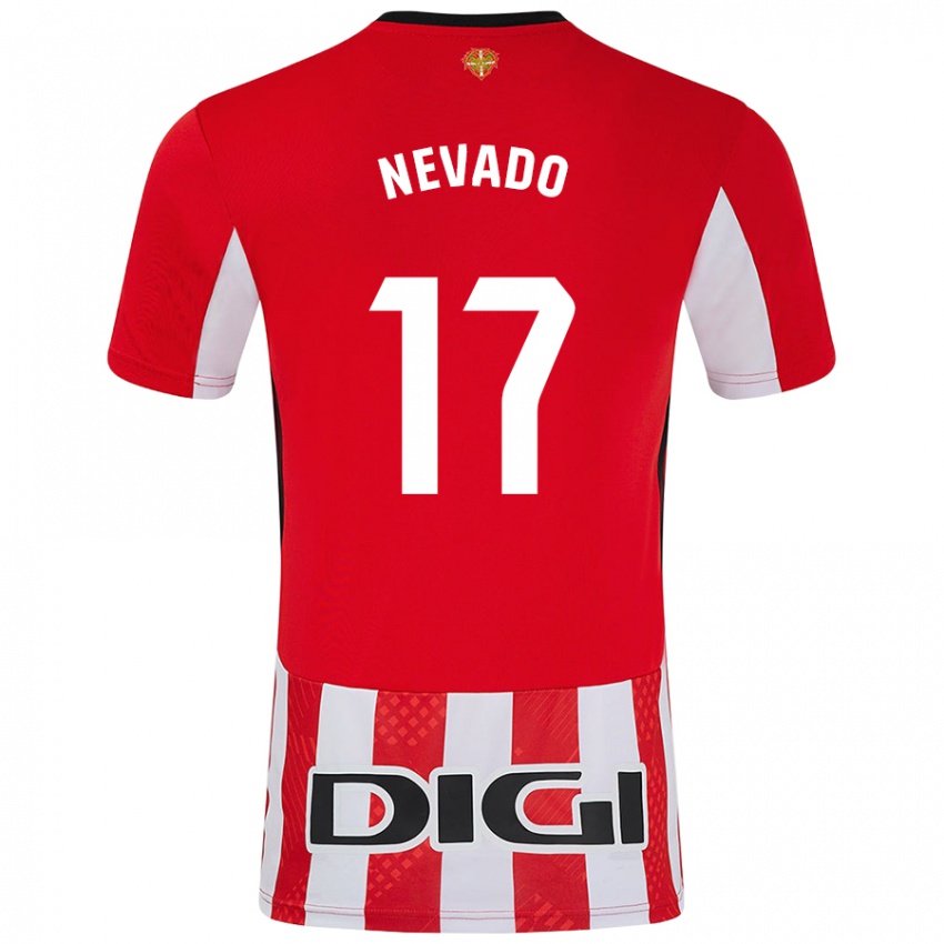 Homem Camisola Nerea Nevado Gómez #17 Branco Vermelho Principal 2024/25 Camisa