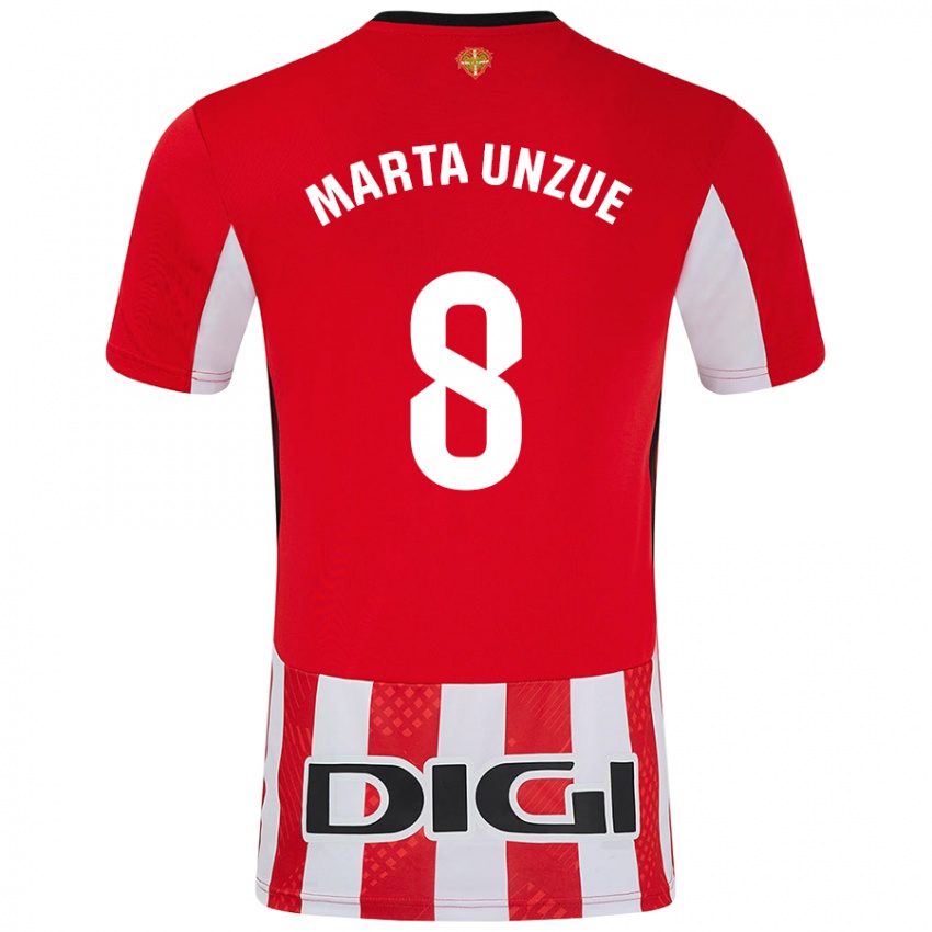 Homem Camisola Marta Unzué Urdániz #8 Branco Vermelho Principal 2024/25 Camisa