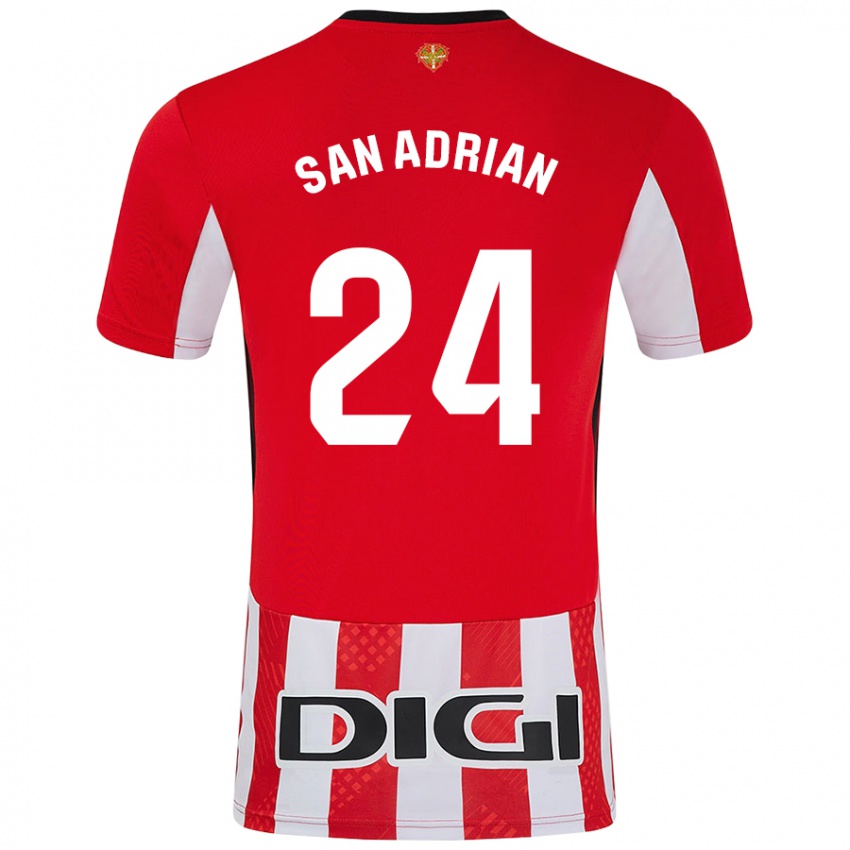 Homem Camisola Marta San Adrián Rocandio #24 Branco Vermelho Principal 2024/25 Camisa