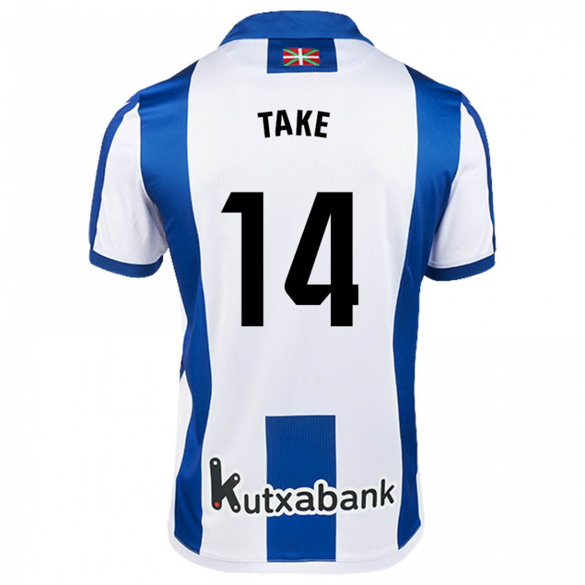 Homem Camisola Takefusa Kubo #14 Azul Branco Principal 2024/25 Camisa