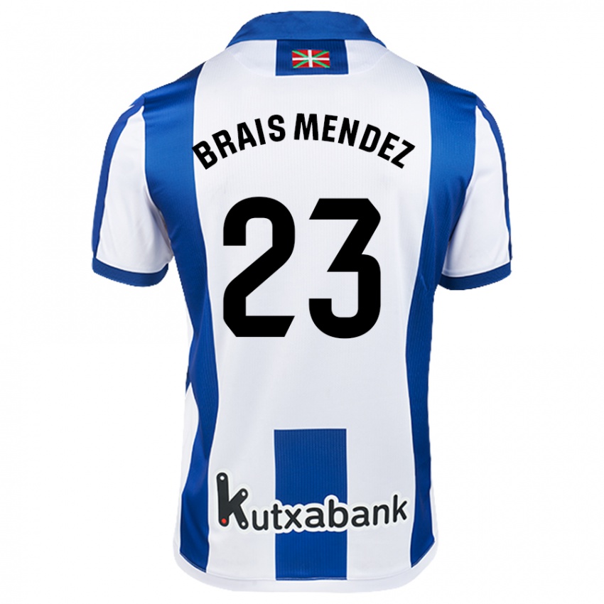 Homem Camisola Brais Mendez #23 Azul Branco Principal 2024/25 Camisa