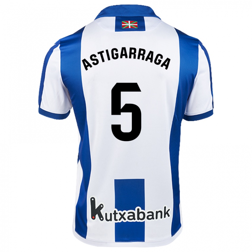 Homem Camisola Eneko Astigarraga #5 Azul Branco Principal 2024/25 Camisa