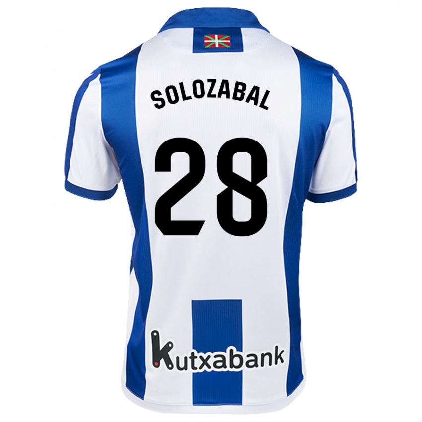 Homem Camisola Malen Solozabal Ibarra #28 Azul Branco Principal 2024/25 Camisa