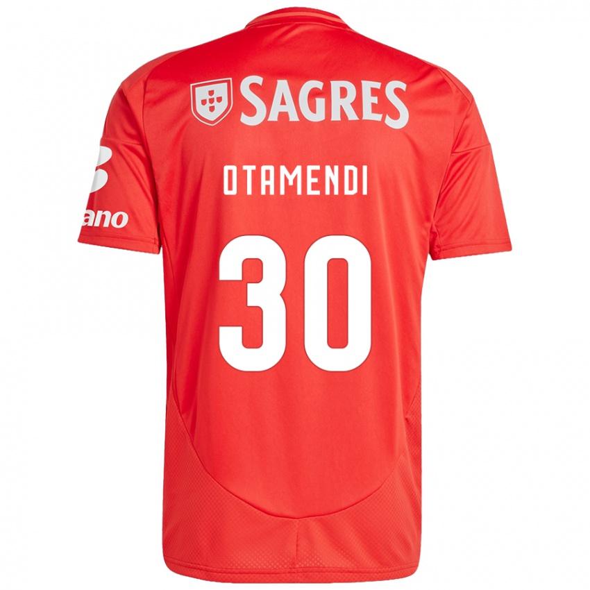 Homem Camisola Nicolas Otamendi #30 Vermelho Branco Principal 2024/25 Camisa