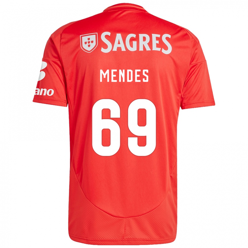 Homem Camisola Vladimir Mendes #69 Vermelho Branco Principal 2024/25 Camisa