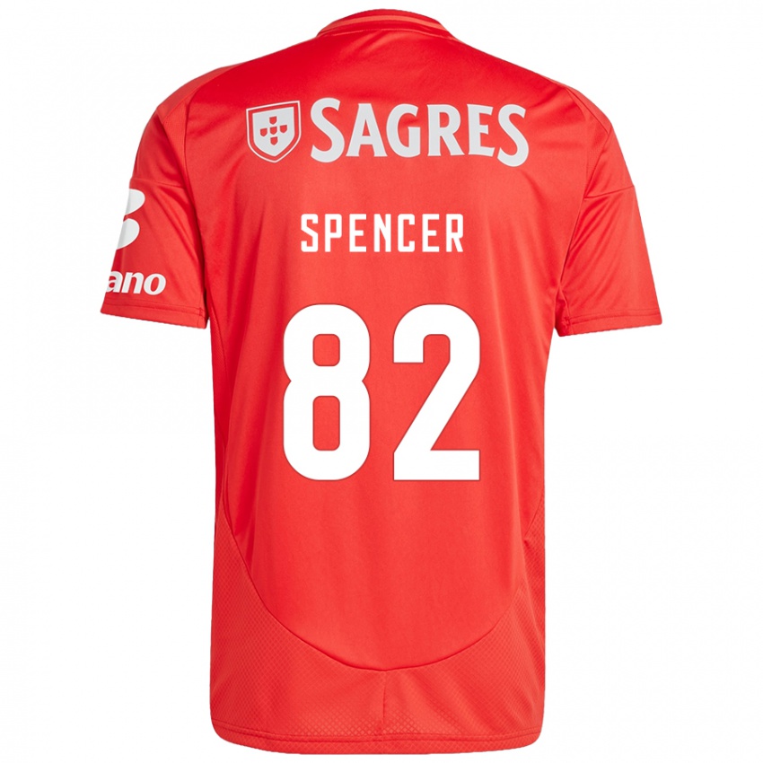 Homem Camisola Diogo Spencer #82 Vermelho Branco Principal 2024/25 Camisa