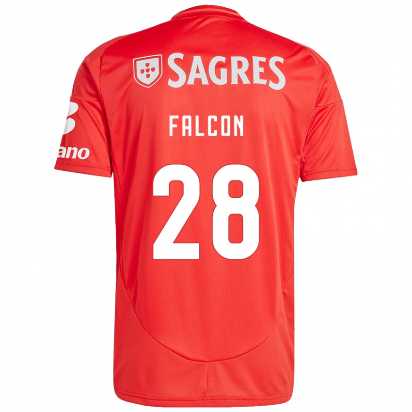 Homem Camisola Andrea Falcón #28 Vermelho Branco Principal 2024/25 Camisa