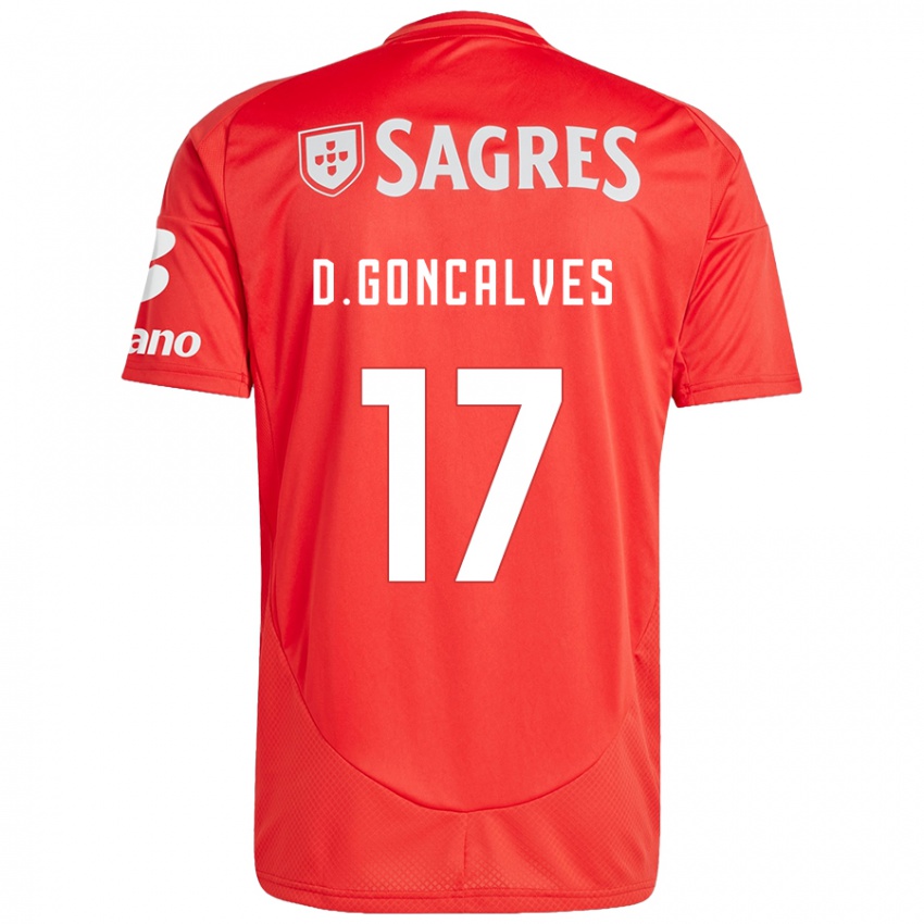 Homem Camisola Diogo Goncalves #17 Vermelho Branco Principal 2024/25 Camisa