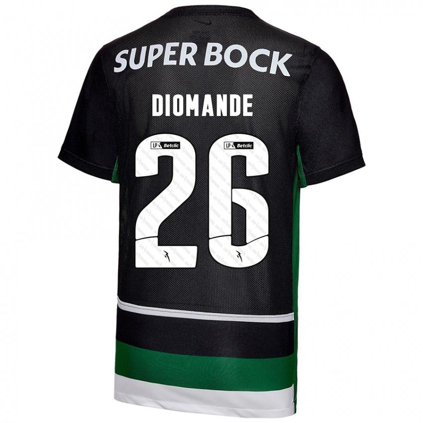 Homem Camisola Ousmane Diomande #26 Preto Branco Verde Principal 2024/25 Camisa