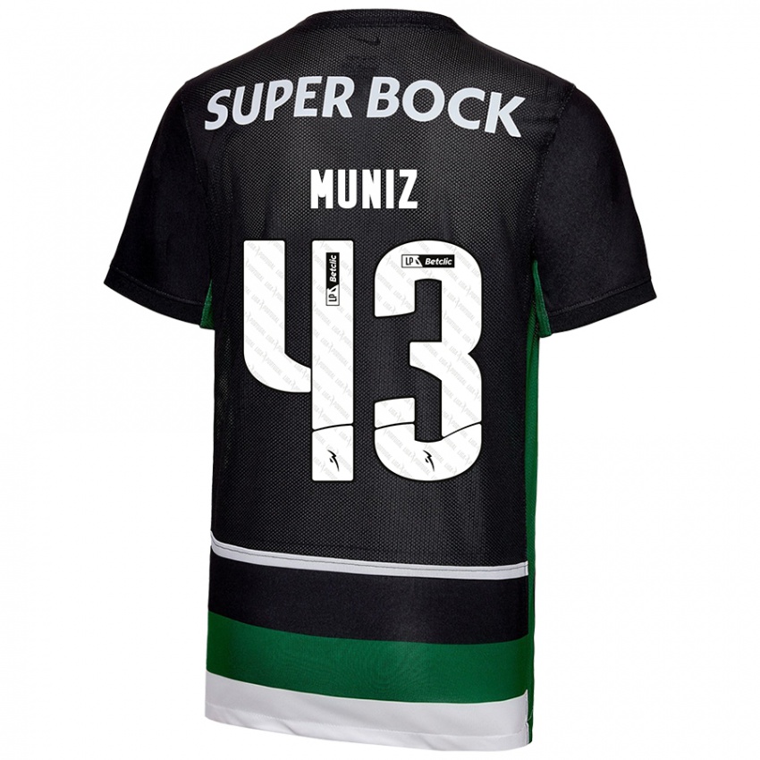 Homem Camisola João Muniz #43 Preto Branco Verde Principal 2024/25 Camisa