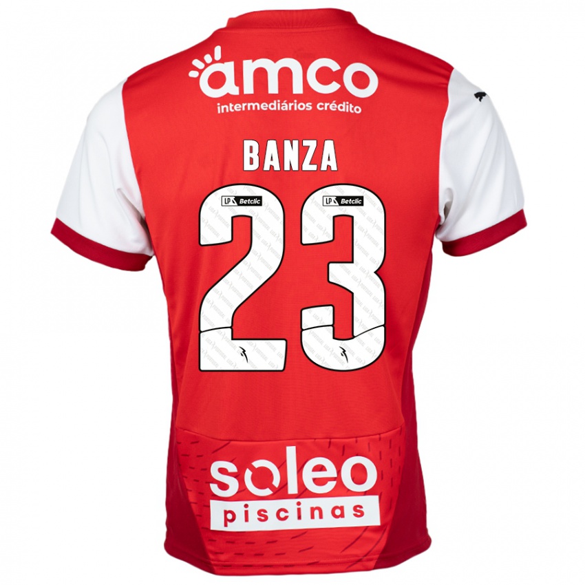 Homem Camisola Simon Banza #23 Vermelho Branco Principal 2024/25 Camisa