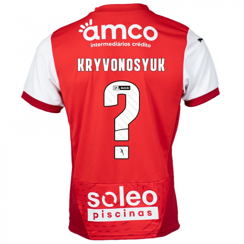 Homem Camisola Leonardo Kryvonosyuk #0 Vermelho Branco Principal 2024/25 Camisa