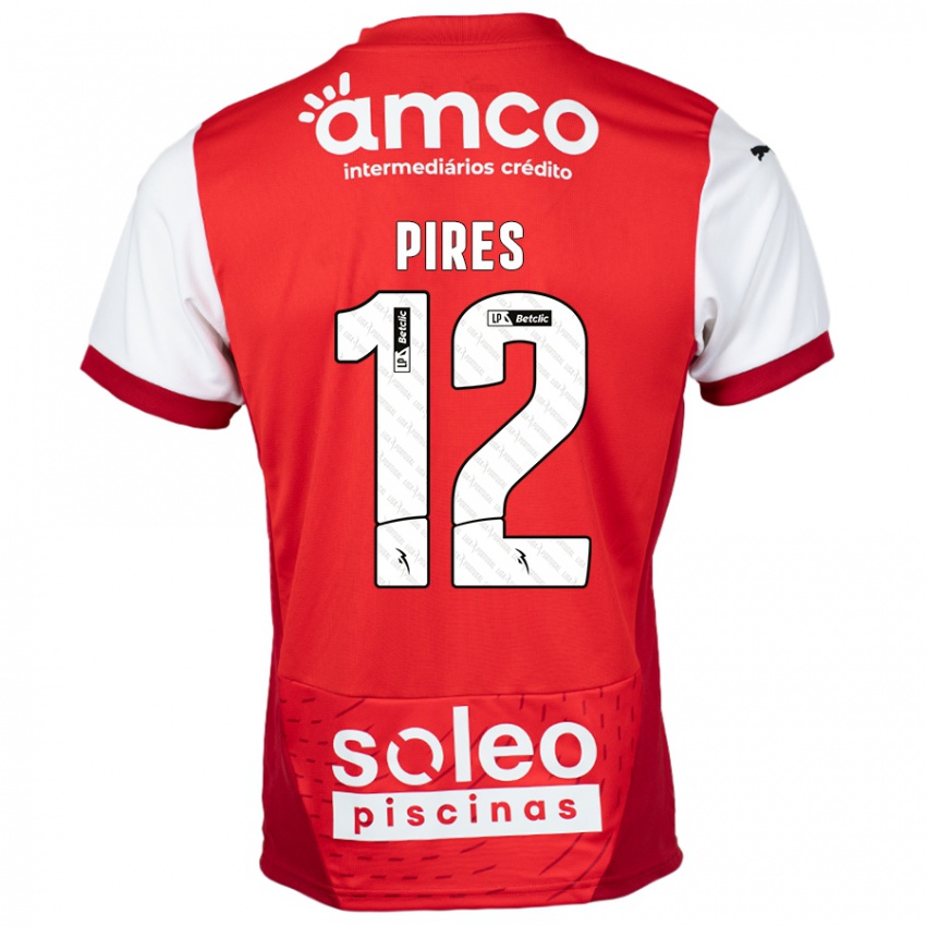 Homem Camisola Hugo Pires #12 Vermelho Branco Principal 2024/25 Camisa