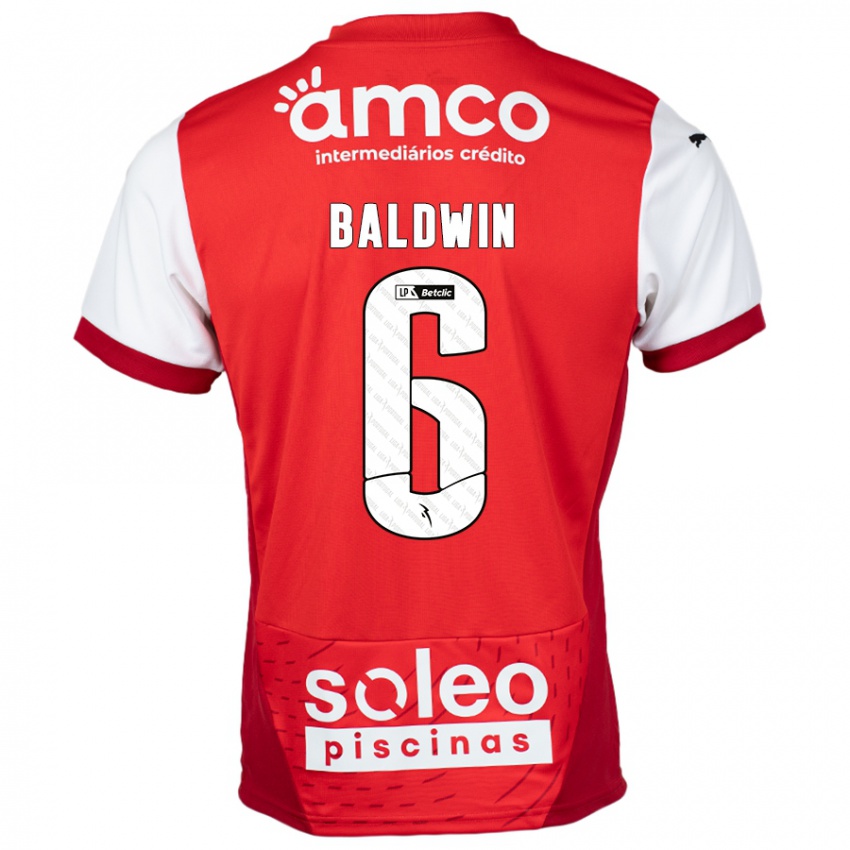 Homem Camisola Carlyn Baldwin #6 Vermelho Branco Principal 2024/25 Camisa