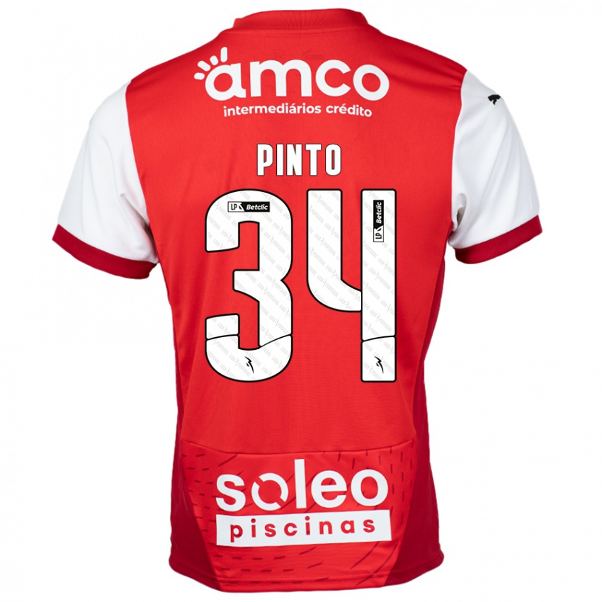 Homem Camisola Ana Pinto #34 Vermelho Branco Principal 2024/25 Camisa