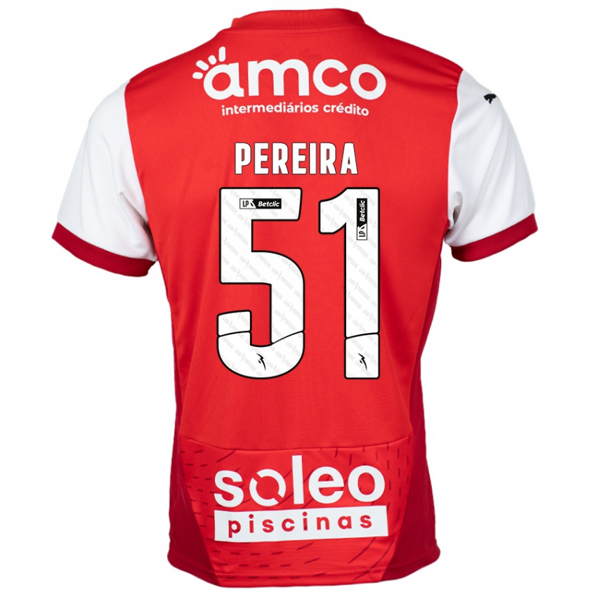 Homem Camisola Evy Pereira #51 Vermelho Branco Principal 2024/25 Camisa