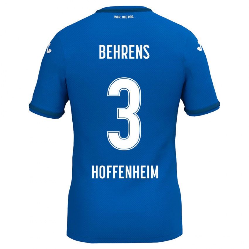 Homem Camisola Hennes Behrens #3 Azul Real Principal 2024/25 Camisa