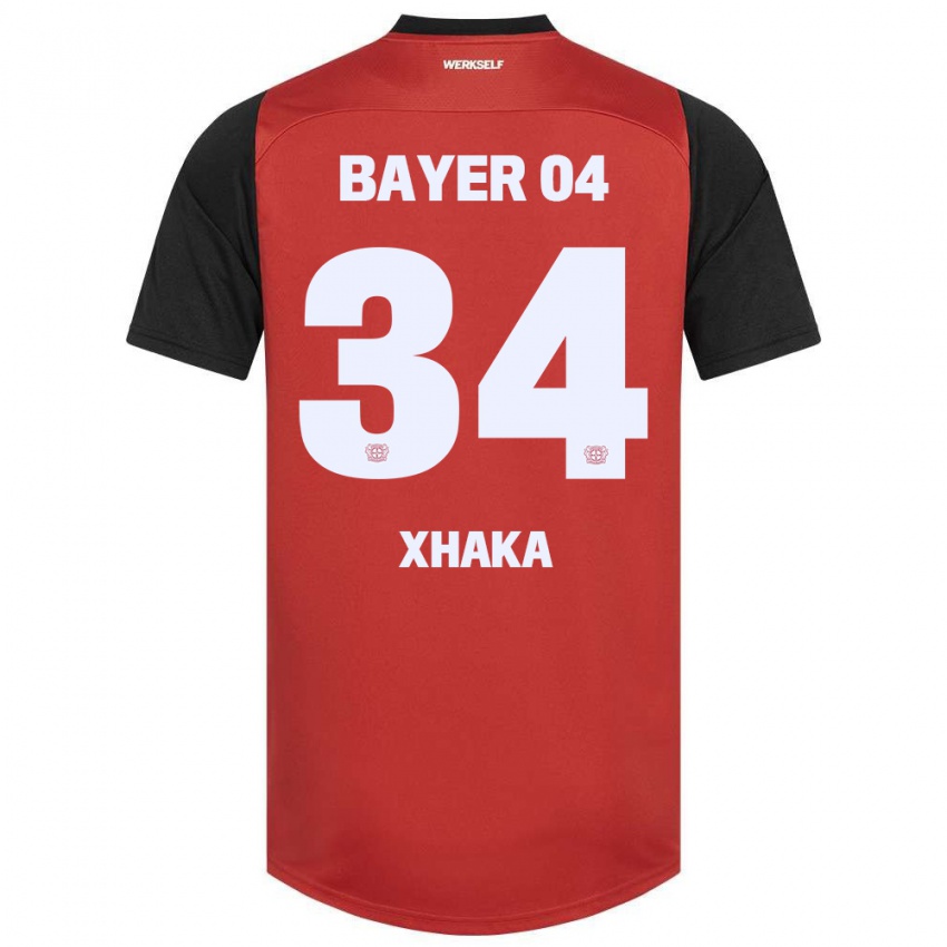 Homem Camisola Granit Xhaka #34 Vermelho Preto Principal 2024/25 Camisa