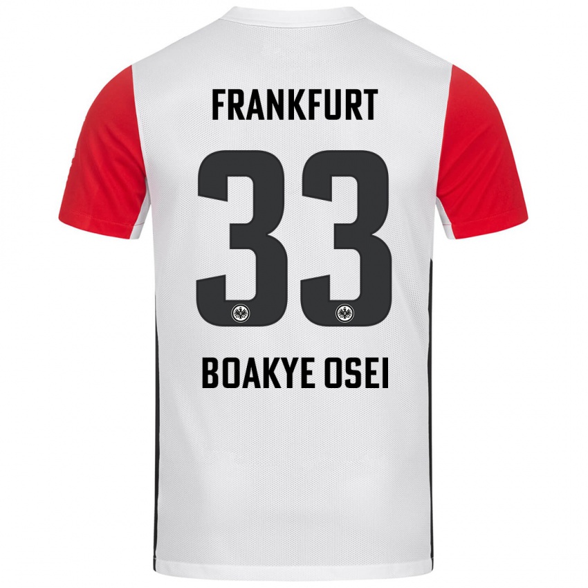 Homem Camisola Derek Boakye-Osei #33 Branco Vermelho Principal 2024/25 Camisa