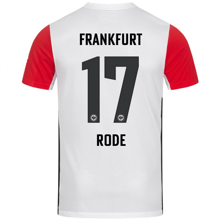 Homem Camisola Sebastian Rode #17 Branco Vermelho Principal 2024/25 Camisa