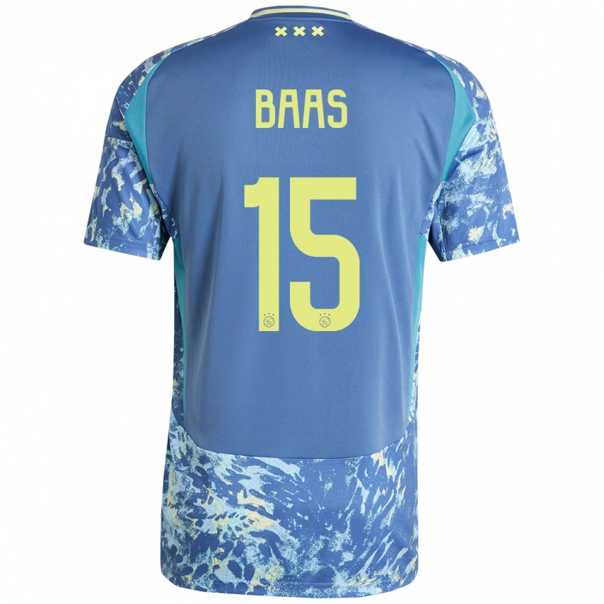 Homem Camisola Youri Baas #15 Amarelo Azul Cinzento Alternativa 2024/25 Camisa