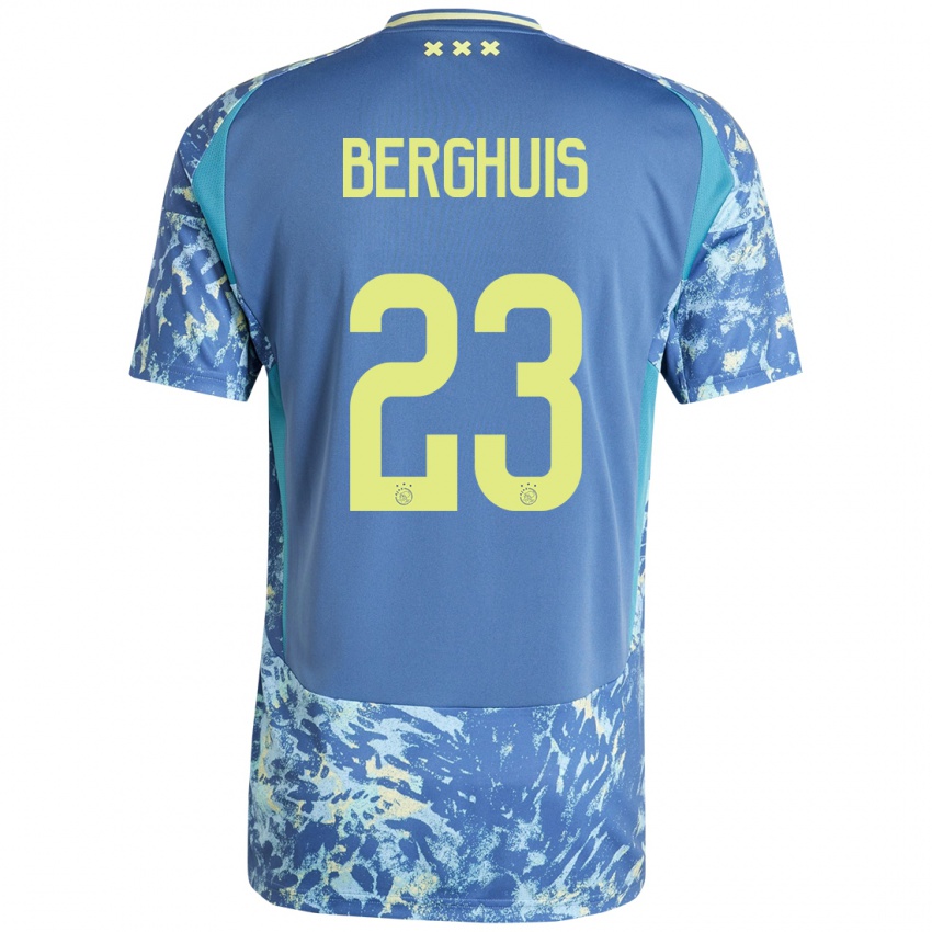 Homem Camisola Steven Berghuis #23 Amarelo Azul Cinzento Alternativa 2024/25 Camisa