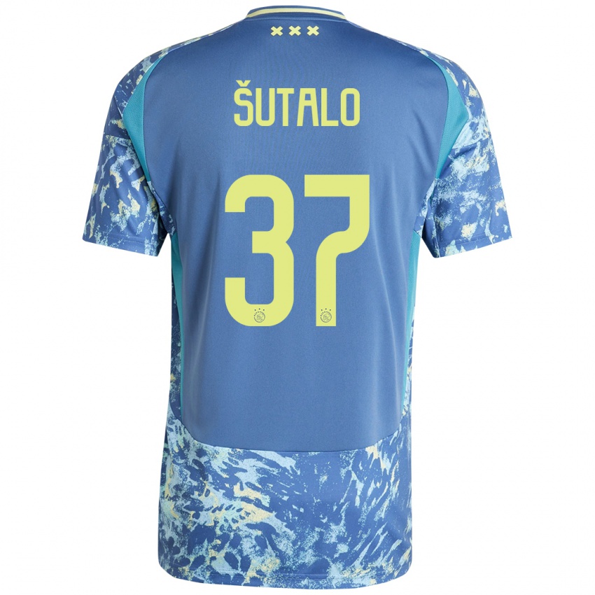 Homem Camisola Josip Sutalo #37 Amarelo Azul Cinzento Alternativa 2024/25 Camisa